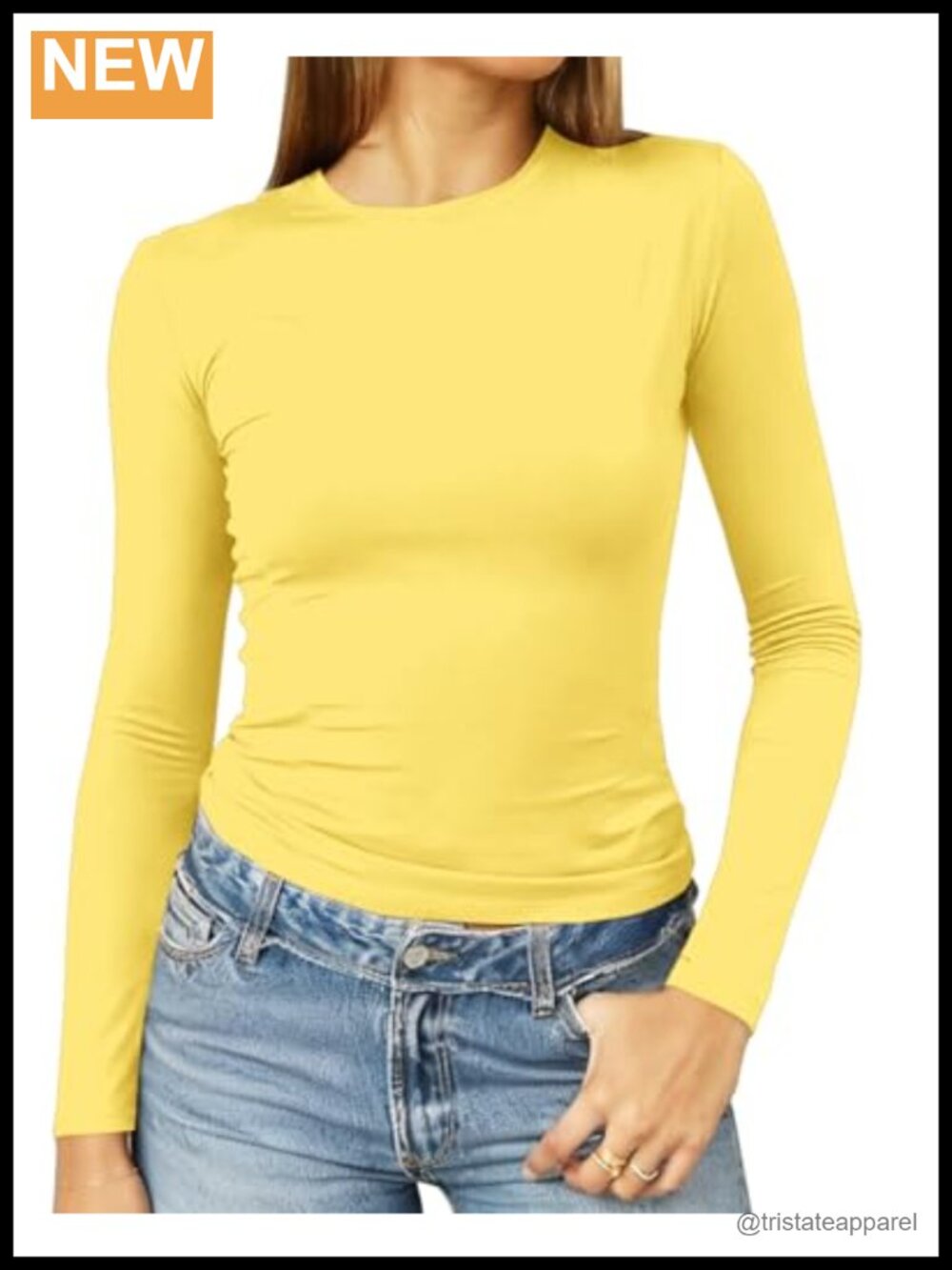 Women's Slim Fit Long Sleeve Crewneck Cropped T-Shirt Basic Layering Top